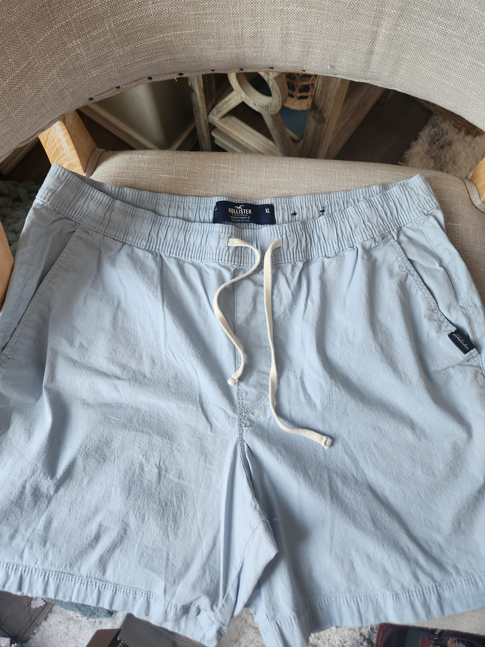 Mens Hollister Light Blue Athletic Shorts Jogger Shorts Drawstring XL